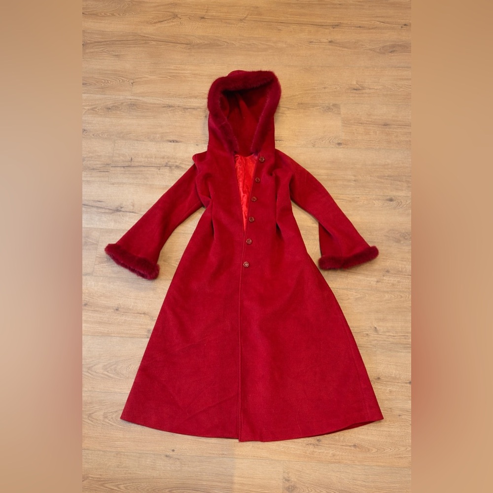 Wuthering heights style Elegant Red Hooded Coat - Picture 10 of 10